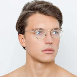 Linda Farrow - 743 C9 Rectangular Optical Frames - White Gold and Yellow Gold - Eyewear - Avvenice