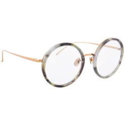 Linda Farrow - 239 C54 Round Optical Frames - Grey Marble - Eyewear - Avvenice^ Sunglasses & Eyewear