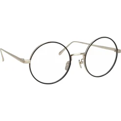 Linda Farrow - 749 C3 Round Optical Frames - White Gold and Black - Eyewear - Avvenice^ Sunglasses & Eyewear