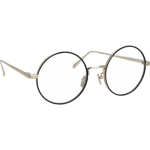 Linda Farrow - 749 C3 Round Optical Frames - White Gold and Black - Eyewear - Avvenice^ Sunglasses & Eyewear