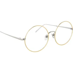 Linda Farrow - 647 C8 Round Optical Frames - White Gold with Yellow Gold Rim - Eyewear - Avvenice
