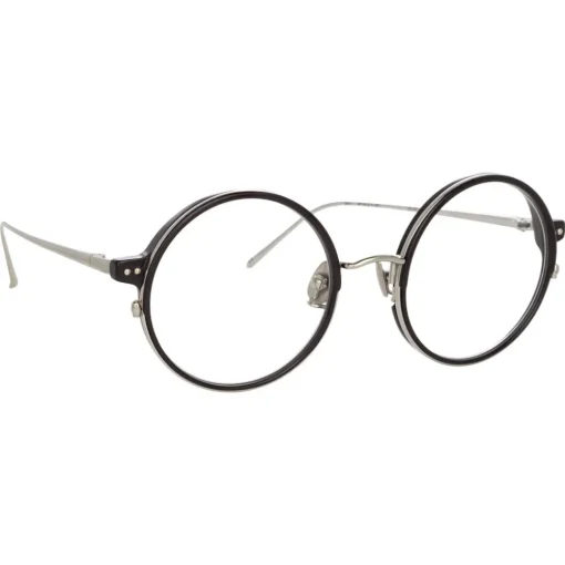 Linda Farrow - 801 C12 Round Optical Frames - Optical Lens in Black Frame - Eyewear - Avvenice