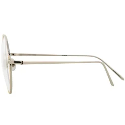 Linda Farrow - 647 C8 Round Optical Frames - White Gold with Yellow Gold Rim - Eyewear - Avvenice