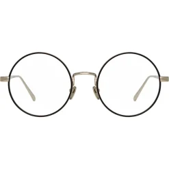 Linda Farrow - 749 C3 Round Optical Frames - White Gold and Black - Eyewear - Avvenice^ Sunglasses & Eyewear