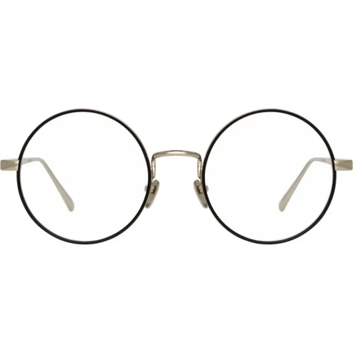 Linda Farrow - 749 C3 Round Optical Frames - White Gold and Black - Eyewear - Avvenice^ Sunglasses & Eyewear