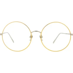 Linda Farrow - 647 C8 Round Optical Frames - White Gold with Yellow Gold Rim - Eyewear - Avvenice