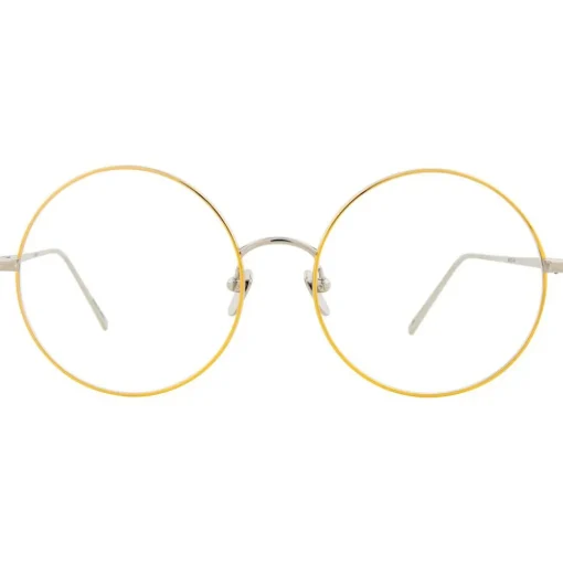 Linda Farrow - 647 C8 Round Optical Frames - White Gold with Yellow Gold Rim - Eyewear - Avvenice