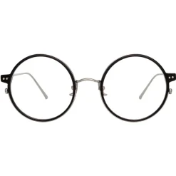 Linda Farrow - 801 C12 Round Optical Frames - Optical Lens in Black Frame - Eyewear - Avvenice