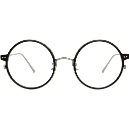 Linda Farrow - 801 C12 Round Optical Frames - Optical Lens in Black Frame - Eyewear - Avvenice