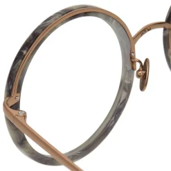 Linda Farrow - 239 C54 Round Optical Frames - Grey Marble - Eyewear - Avvenice^ Sunglasses & Eyewear