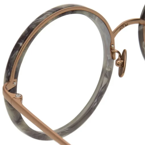 Linda Farrow - 239 C54 Round Optical Frames - Grey Marble - Eyewear - Avvenice^ Sunglasses & Eyewear