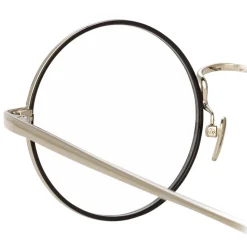Linda Farrow - 749 C3 Round Optical Frames - White Gold and Black - Eyewear - Avvenice^ Sunglasses & Eyewear