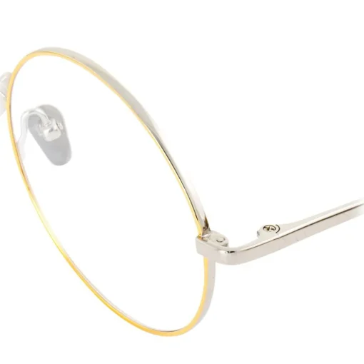 Linda Farrow - 647 C8 Round Optical Frames - White Gold with Yellow Gold Rim - Eyewear - Avvenice