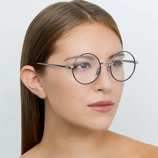 Linda Farrow - 749 C3 Round Optical Frames - White Gold and Black - Eyewear - Avvenice^ Sunglasses & Eyewear
