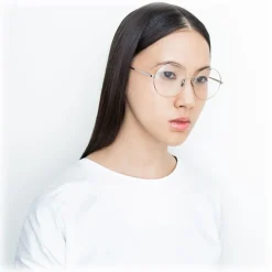 Linda Farrow - 647 C8 Round Optical Frames - White Gold with Yellow Gold Rim - Eyewear - Avvenice