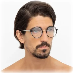 Linda Farrow - 801 C12 Round Optical Frames - Optical Lens in Black Frame - Eyewear - Avvenice