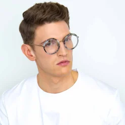 Linda Farrow - 239 C54 Round Optical Frames - Grey Marble - Eyewear - Avvenice^ Sunglasses & Eyewear