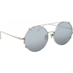 Linda Farrow - 647 C2 Round Sunglasses - White Gold - Eyewear - Avvenice