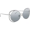 Linda Farrow - 659 C2 Round Sunglasses - White Gold - Eyewear - Avvenice