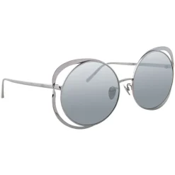 Linda Farrow - 659 C2 Round Sunglasses - White Gold - Eyewear - Avvenice