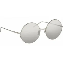 Linda Farrow - 343 C4 Round Sunglasses - White Gold - Eyewear - Avvenice