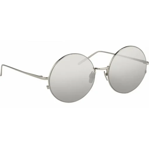 Linda Farrow - 343 C4 Round Sunglasses - White Gold - Eyewear - Avvenice