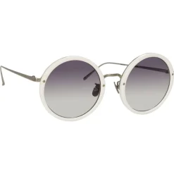 Linda Farrow - 239 C68 Round Sunglasses - White - Eyewear - Avvenice