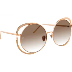 Linda Farrow - 659 C5 Round Sunglasses - Rose Gold - Eyewear - Avvenice