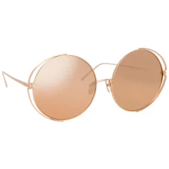 Linda Farrow - 816 C3 Round Sunglasses - Rose Gold - Eyewear - Avvenice
