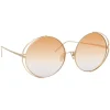Linda Farrow - 816 C7 Round Sunglasses - Light Gold - Eyewear - Avvenice