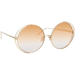 Linda Farrow - 816 C7 Round Sunglasses - Light Gold - Eyewear - Avvenice