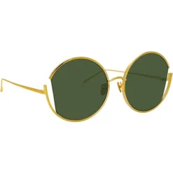 Linda Farrow - 851 C4 Round Sunglasses - Yellow Gold - Eyewear - Avvenice