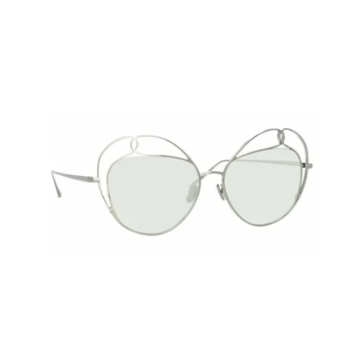 Linda Farrow - 853 C6 Round Sunglasses - White Gold - Eyewear - Avvenice