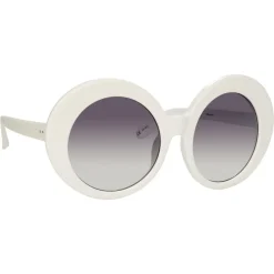 Linda Farrow - 468 C15 Round Sunglasses - White - Eyewear - Avvenice^ Sunglasses & Eyewear