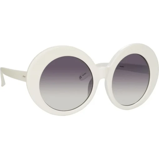 Linda Farrow - 468 C15 Round Sunglasses - White - Eyewear - Avvenice^ Sunglasses & Eyewear