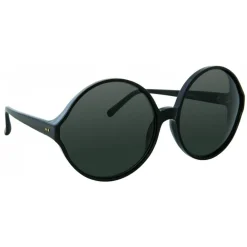 Linda Farrow - 657 C1 Round Sunglasses - Full Black - Eyewear - Avvenice^ Sunglasses & Eyewear