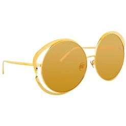 Linda Farrow - 660 C1 Round Sunglasses - Yellow Gold - Eyewear - Avvenice