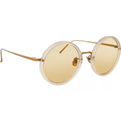 Linda Farrow - 239 C57 Round Sunglasses - Milky Peach - Eyewear - Avvenice^ Sunglasses & Eyewear