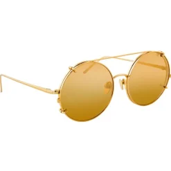Linda Farrow - 647 C1 Round Sunglasses - Yellow Gold - Eyewear - Avvenice^ Sunglasses & Eyewear