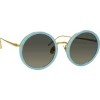 Linda Farrow - 239 C70 Round Sunglasses - Porcelaine Blu - Eyewear - Avvenice^ Sunglasses & Eyewear