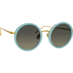 Linda Farrow - 239 C70 Round Sunglasses - Porcelaine Blu - Eyewear - Avvenice^ Sunglasses & Eyewear