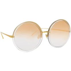 Linda Farrow - 457 C31 Round Sunglasses - Clear Gold - Eyewear - Avvenice^ Sunglasses & Eyewear