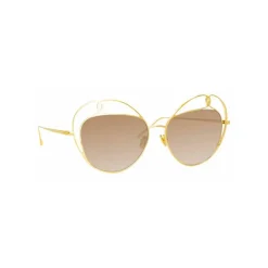 Linda Farrow - 853 C4 Round Sunglasses - Yellow Gold - Eyewear - Avvenice^ Sunglasses & Eyewear