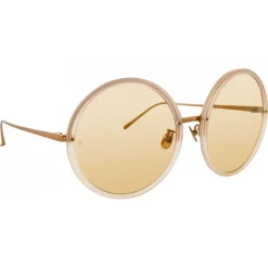 Linda Farrow - 457 C18 Round Sunglasses - Milky Peach - Eyewear - Avvenice
