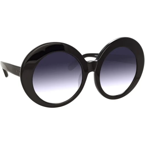 Linda Farrow - 468 C14 Round Sunglasses - Black - Eyewear - Avvenice