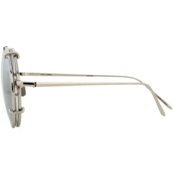 Linda Farrow - 647 C2 Round Sunglasses - White Gold - Eyewear - Avvenice