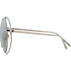 Linda Farrow - 659 C2 Round Sunglasses - White Gold - Eyewear - Avvenice