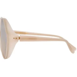 Linda Farrow - 657 C15 Round Sunglasses - Milky Pink - Eyewear - Avvenice