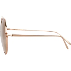 Linda Farrow - 816 C3 Round Sunglasses - Rose Gold - Eyewear - Avvenice