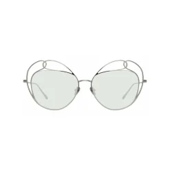 Linda Farrow - 853 C6 Round Sunglasses - White Gold - Eyewear - Avvenice